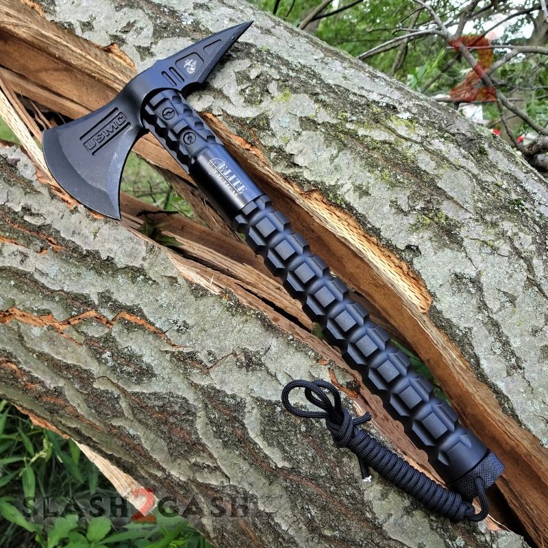 USMC Marines Tactical Tomahawk Elite Throwing Axe w/ Survival Kit Knife-Tomahawk - Tophatter Daily Deals