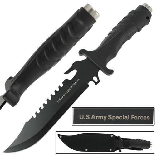 US Army Extreme SpecOps Combo Knife Black - Tophatter's Guns'N'Weapons Store Collectible Weapons - Tophatter Daily Deals