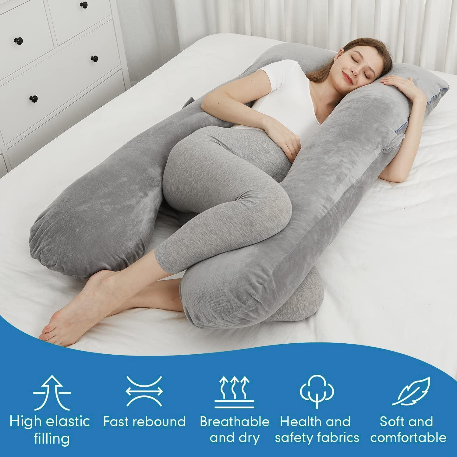 U Shaped Pregnancy Pillows - Pregnancy Pillow For Side Sleeping, Extra Filled Large U-shape Sleeping Pillow - Tophatter Daily Deals