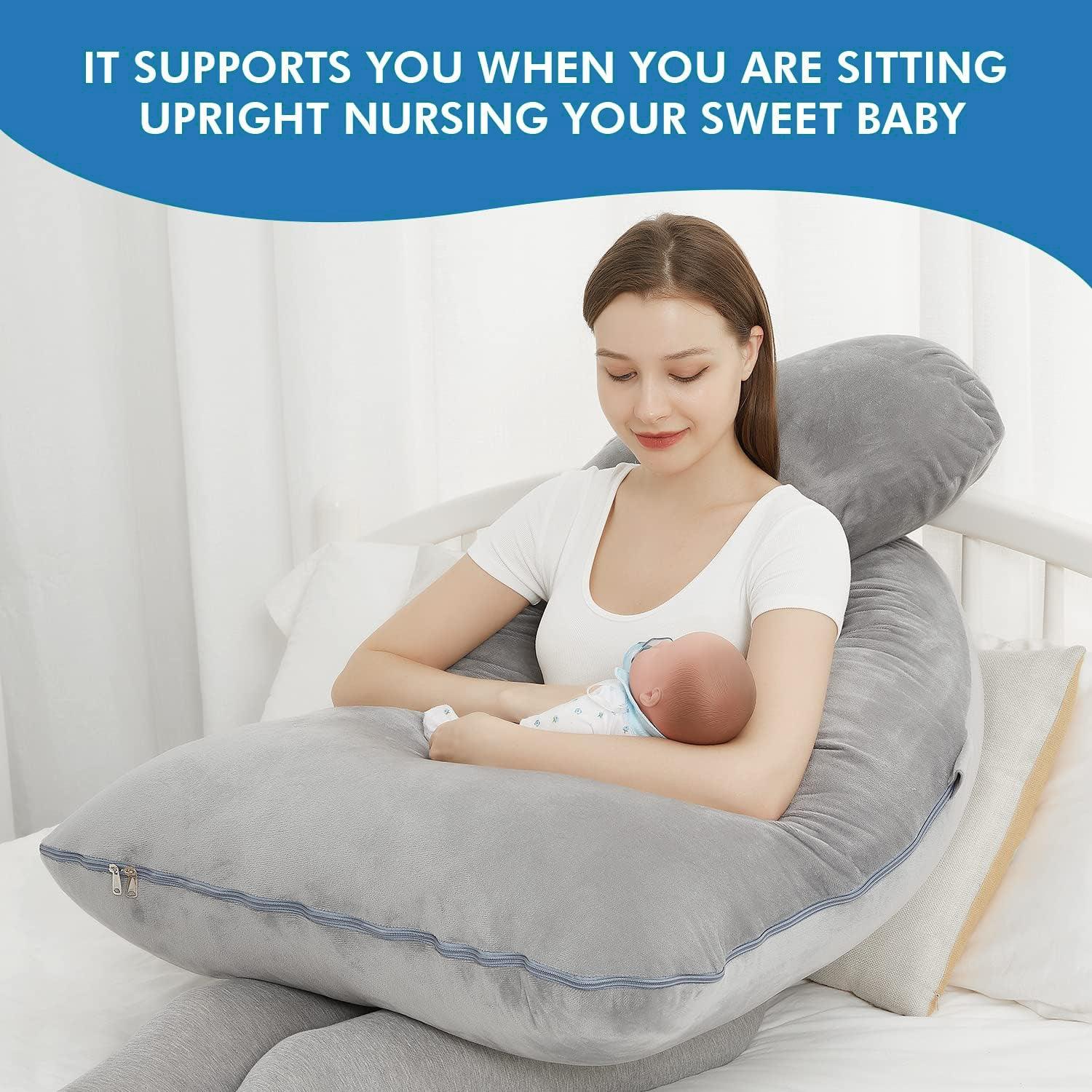 U Shaped Pregnancy Pillows - Pregnancy Pillow For Side Sleeping, Extra Filled Large U-shape Sleeping Pillow - Tophatter Daily Deals
