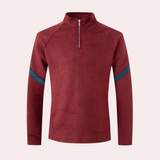 Warm Classic Men's Sweater - Raglan Zip Neck, Wool Blend Dark red - Tophatter Daily Deals