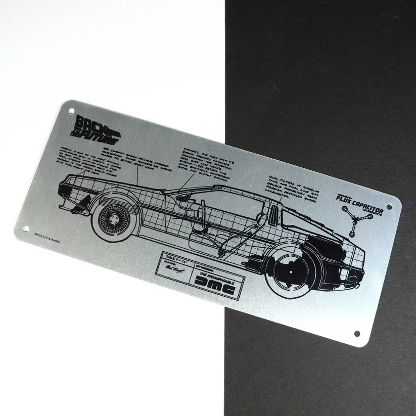 Back to the Future - Limited Edition DeLorean Schematic Fan-Plate Collectible Merchandise - Tophatter Daily Deals