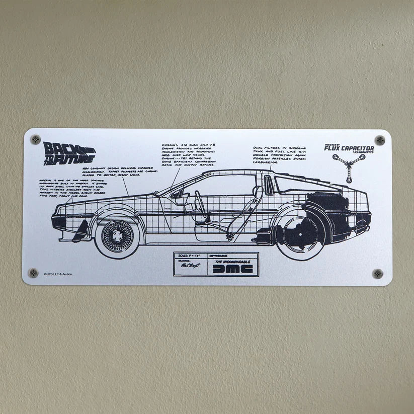 Back to the Future - Limited Edition DeLorean Schematic Fan-Plate Collectible Merchandise - Tophatter Daily Deals