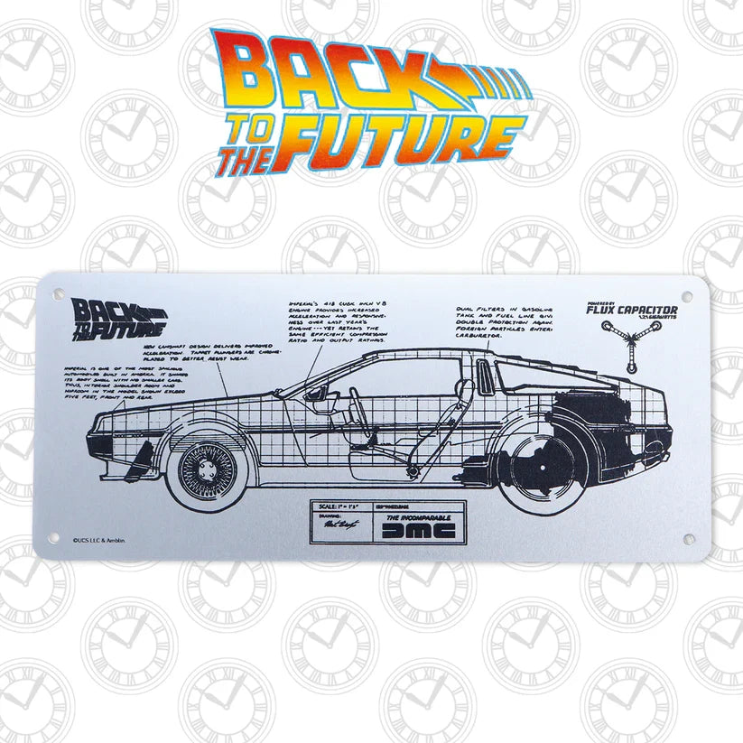 Back to the Future - Limited Edition DeLorean Schematic Fan-Plate Collectible Merchandise - Tophatter Daily Deals