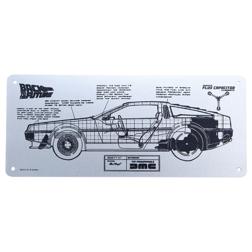 Back to the Future - Limited Edition DeLorean Schematic Fan-Plate Collectible Merchandise - Tophatter Daily Deals