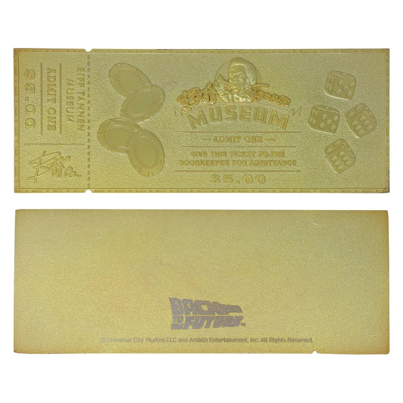 Back to the Future - Limited Edition 24k Gold Plated Biff Tannen Museum Entrance Ticket Collectible Merchandise - Tophatter Daily Deals