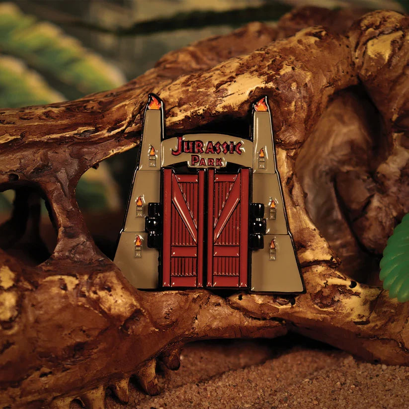 Jurassic Park Gates Hinged Pin Badge Pin Badge - Tophatter Daily Deals