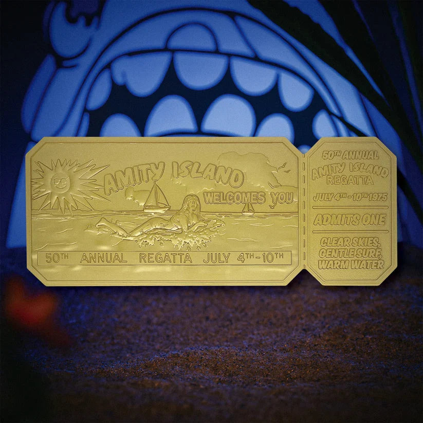 Jaws 50th Anniversary 24k Gold Plated Regatta Ticket Collectible