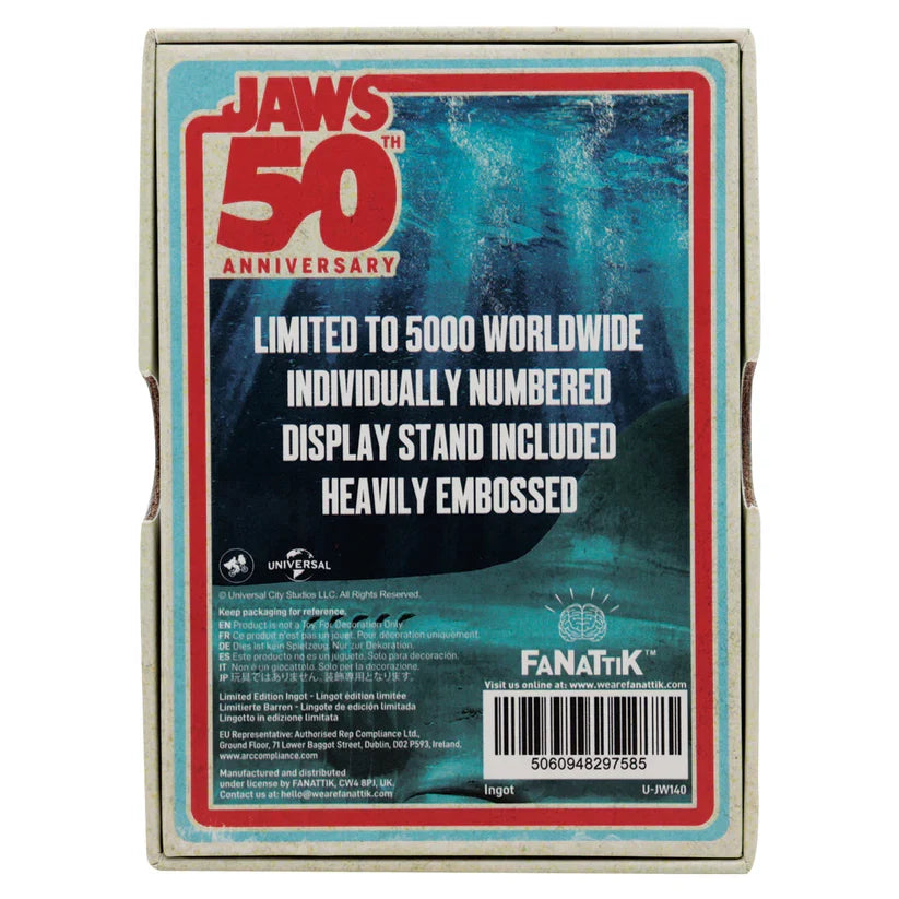 Jaws - 50th Anniversary Poster Limited Edition Ingot Poster - Tophatter Daily Deals