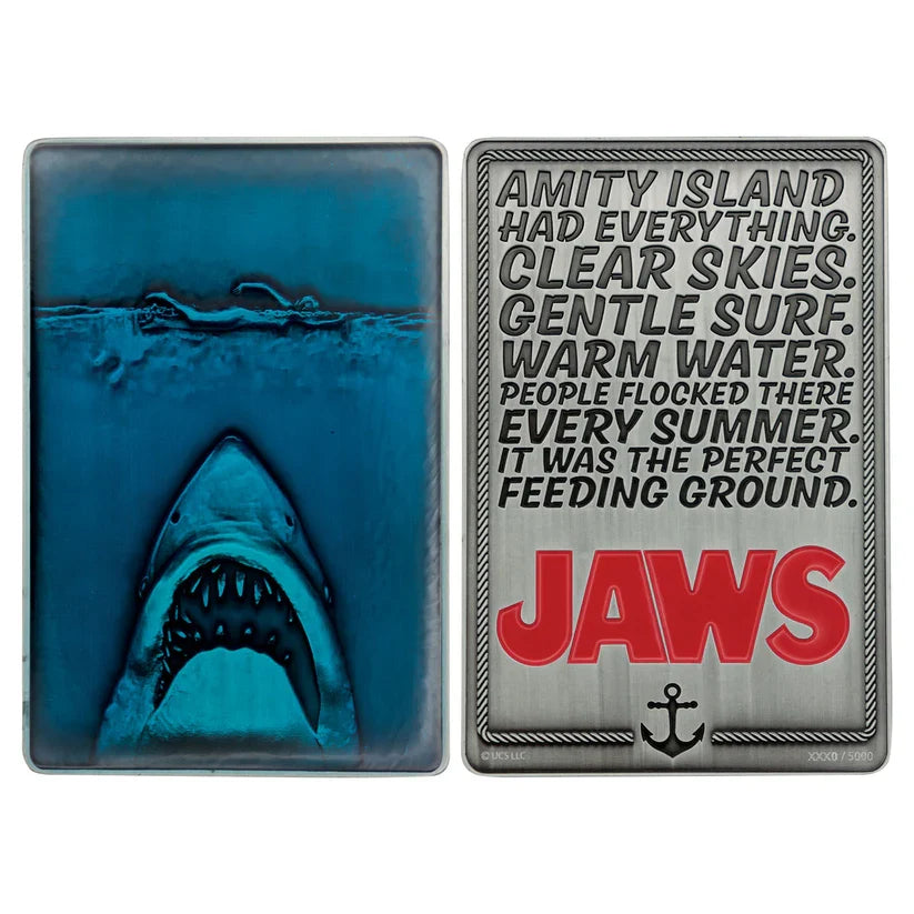Jaws - 50th Anniversary Poster Limited Edition Ingot Poster - Tophatter Daily Deals