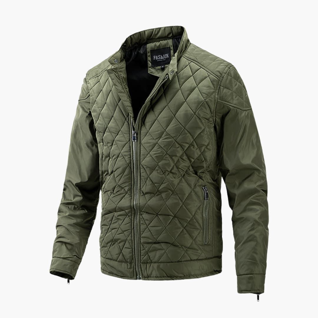 Lightweight Men's Quilted Jacket - Diamond, Insulated Green - Tophatter Daily Deals