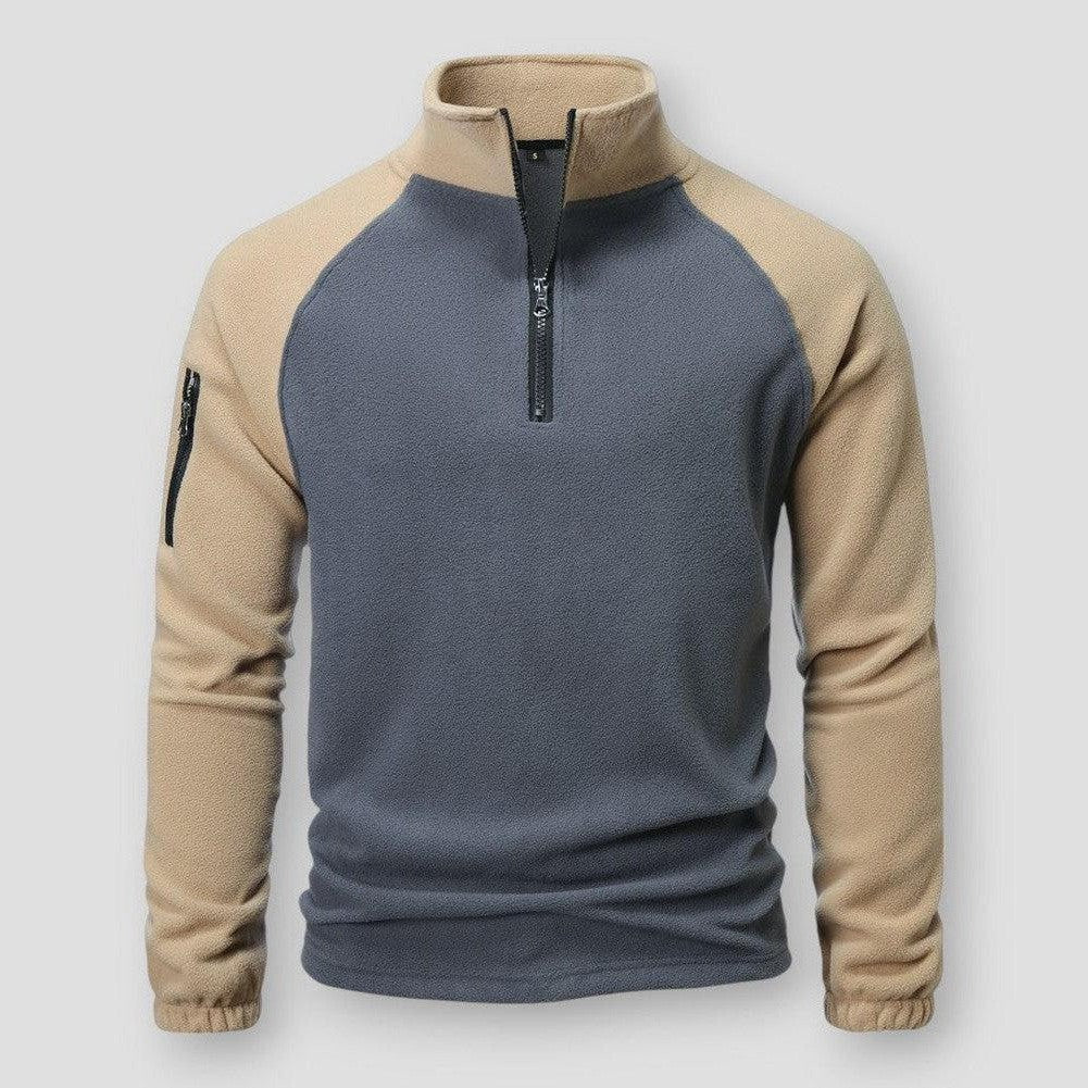 Warm Classic Men's Fleece Pullover - Half Zip, Midweight Beige - Tophatter Daily Deals