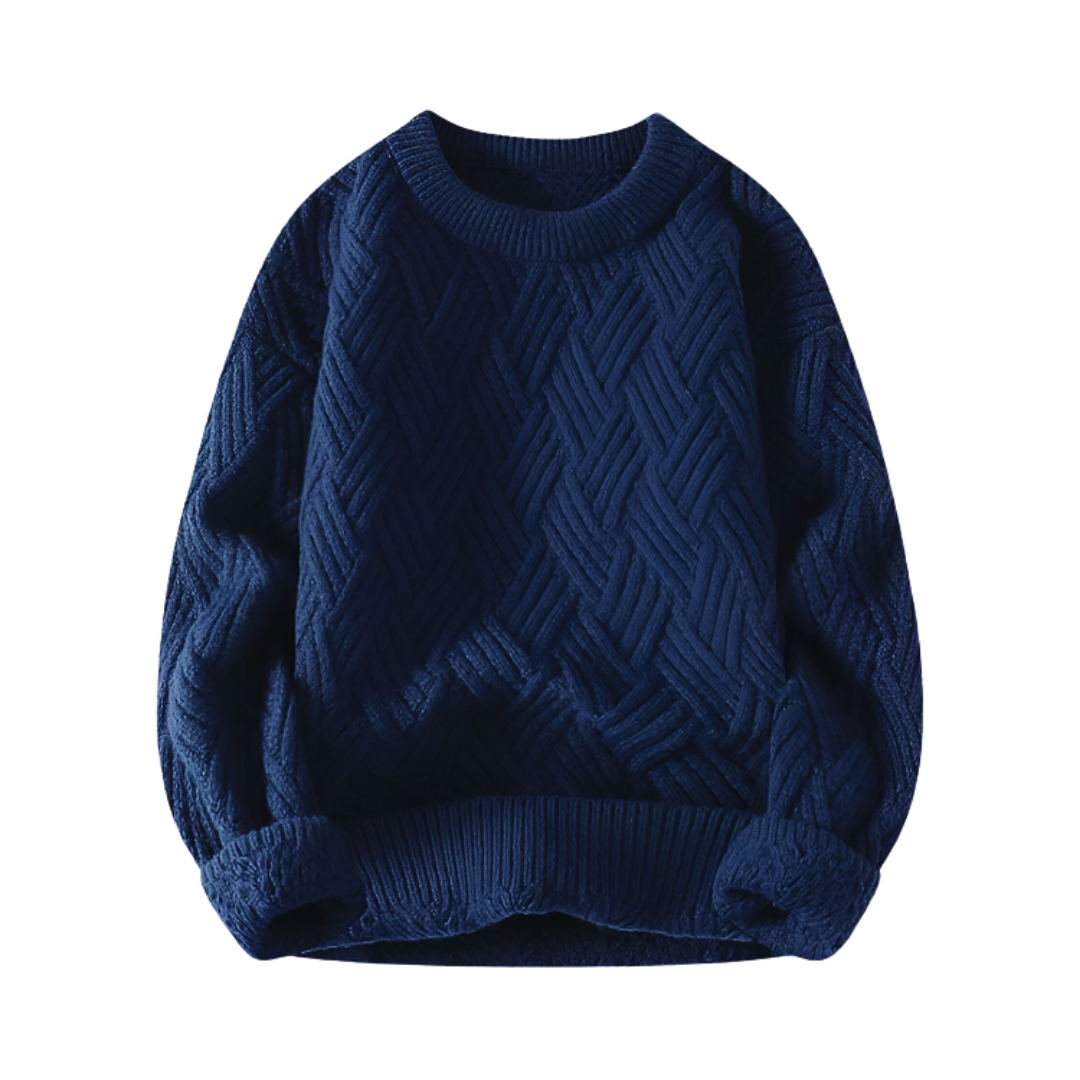 Warm Cozy Men's Cable Knit Sweater - Crewneck Wool Blend Blue - Tophatter Daily Deals