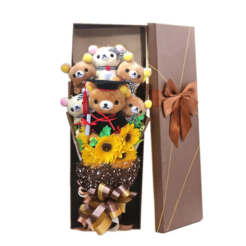 San-X Rilakkuma Korilakkuma Teddy Bear Plush Toy Flower Bouquet Gift Box Flowers - Tophatter Daily Deals