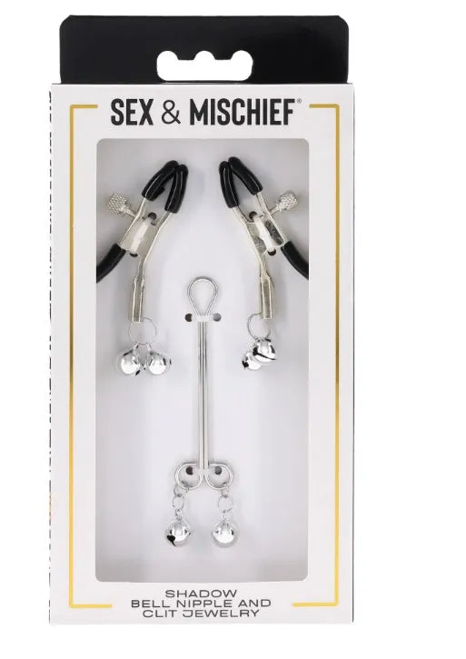 Shadow Bell Adjustable Nipple Clamps with Silver Bells – Nipple Jewelry > Sex Toys > Nipple Clamps - Tophatter Daily Deals