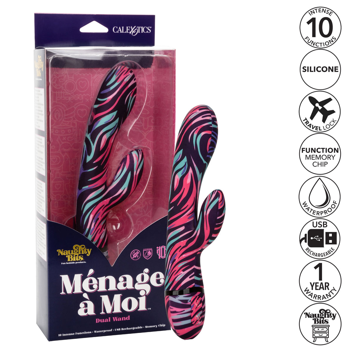 Naughty Bits Menage A Moi Dual Wand Vibrator – Dual Wand Vibrator > Vibrators > Ladies > Rabbit - Tophatter Daily Deals