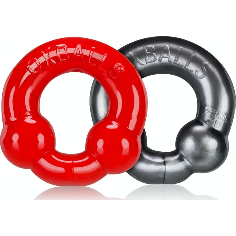 Ultraballs 2 Pack Cockring Steel and Red > Cock Ring > Sets - Tophatter Daily Deals