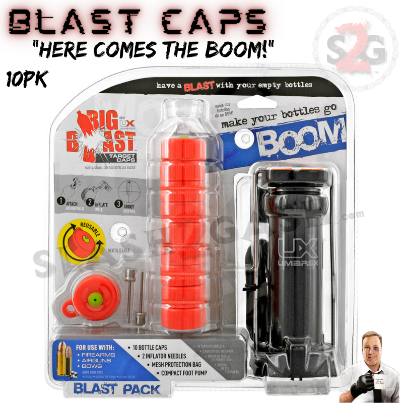 Umarex Big Blast Cap Target Inflator Kit w/ Foot Pump 80psi - 10 Pack Blast Caps - 10pk (WITH pump) Blowgun Darts/Accessories - Tophatter Daily Deals