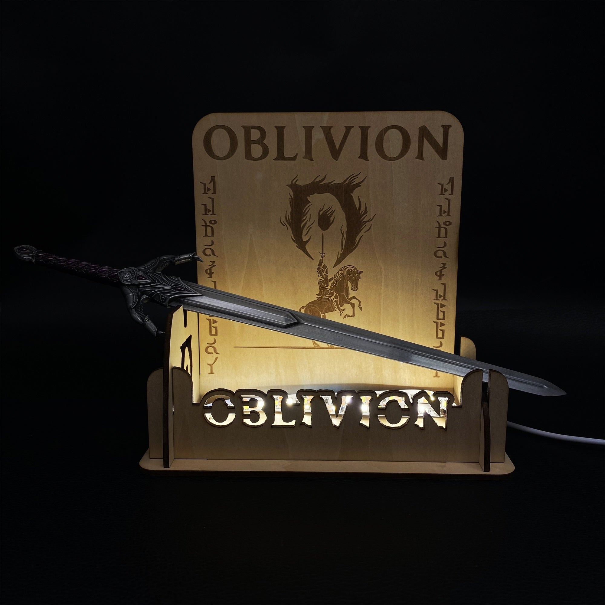 Umbra Sword Oblivion Metal Replica 1/3 Scale Sword & 3D Light Stand - Tophatter Daily Deals