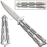 Chainlink Butterfly Knife w/ Cutouts Balisong - Black Silver Knife-Balisong - Tophatter Daily Deals