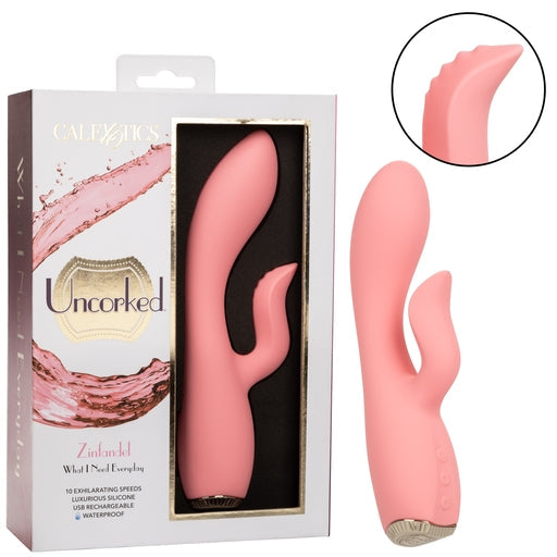 Uncorked Zinfandel Pink Dual Massager with Textured Teaser and 10 Speeds Silicone Vibrator > Vibrators > Ladies > Rabbit - Tophatter Daily Deals