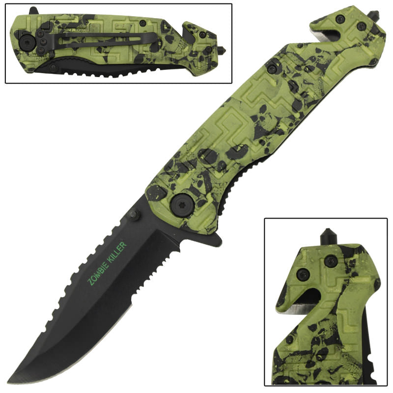 Zombie Killer Spring Assist Rescue Folder Knife - TOPHATTER'S ARMORY DEALS Collectible Weapons - Tophatter Daily Deals