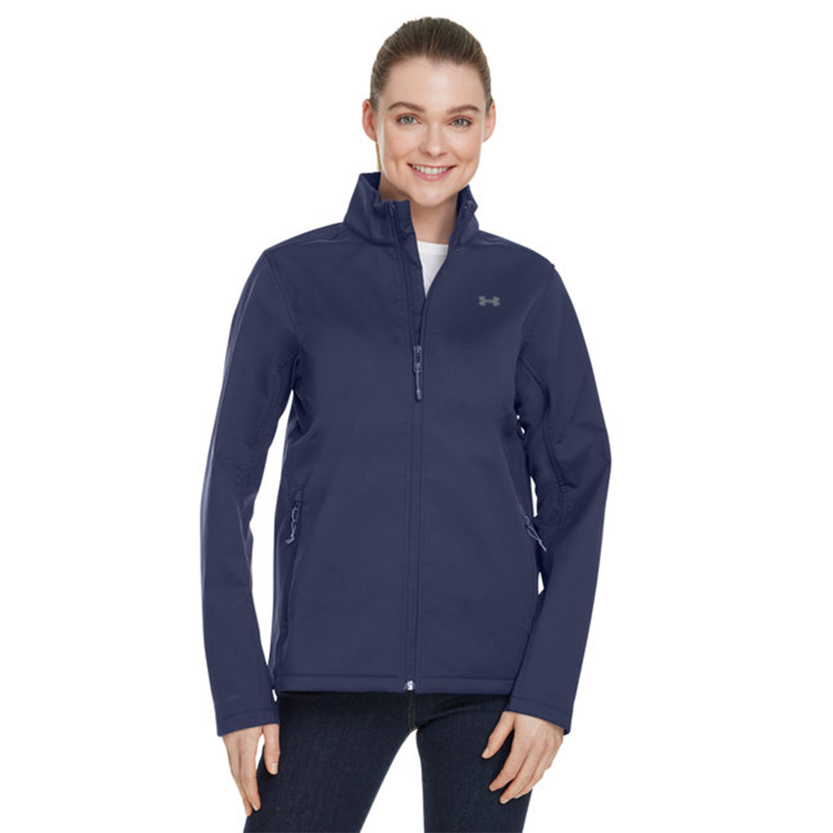 Under Armour Women's ColdGear Infrared Shield 2.0 Jacket Medium Navy Pewter Grey Jackets - Tophatter Daily Deals