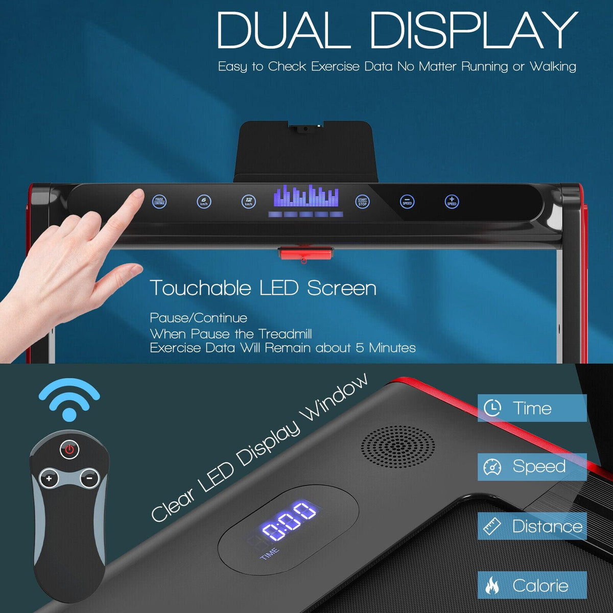 Under Desk Treadmill UK - 2-in-1 Folding Walking Treadmill With Dual Led Display Exercise & Fitness - Tophatter Daily Deals