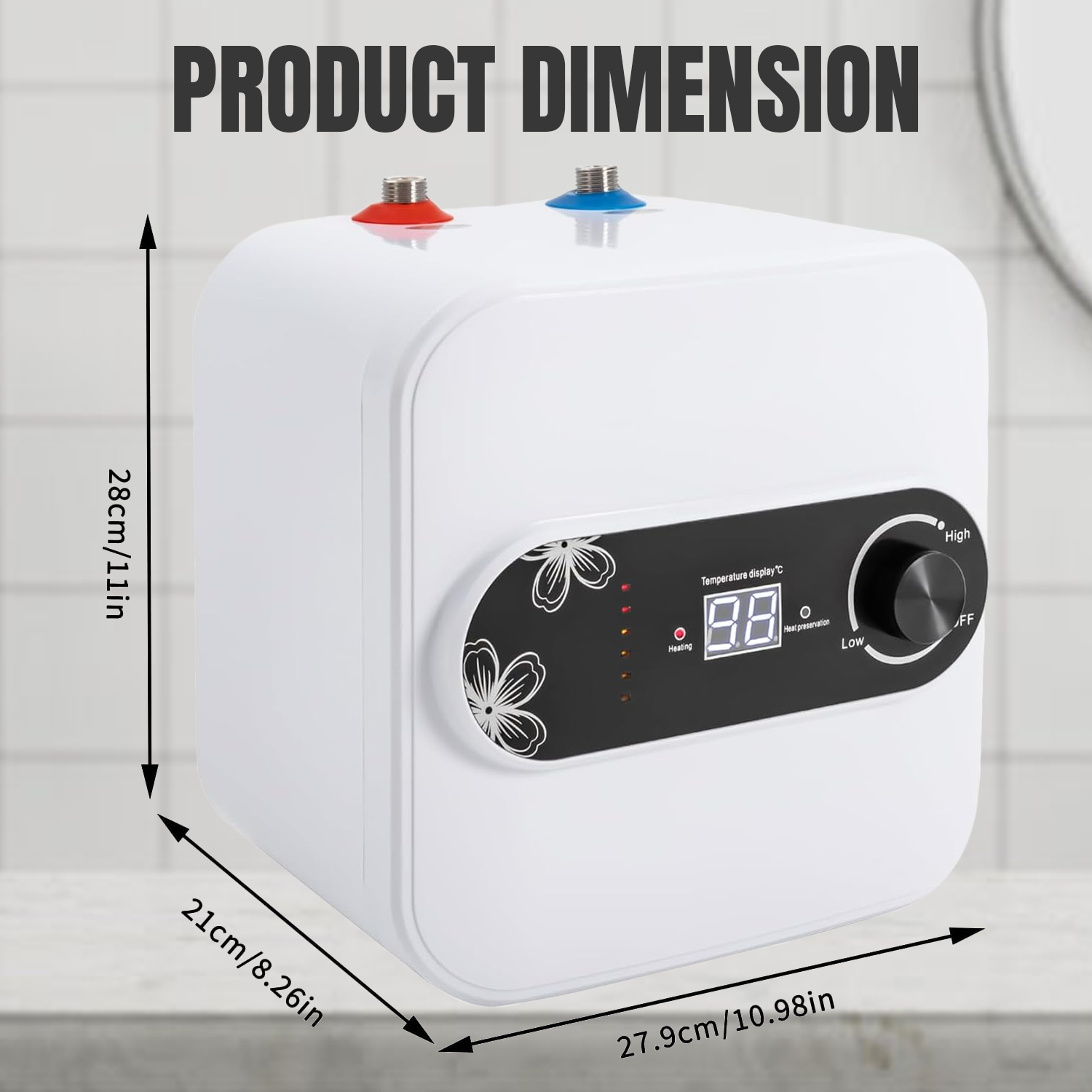 Under Sink Water Heater – 8L 1500W Electric Hot Water Storage Tank for Kitchen Sink or Utility Room Electronic - Tophatter Daily Deals