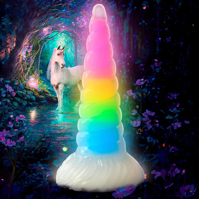 Uni-Glow Rainbow Glow In The Dark 7.9 Inch Dildo - Tophatter Daily Deals