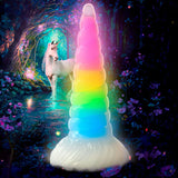 Uni-Glow Rainbow Glow In The Dark 7.9 Inch Dildo - Tophatter Daily Deals