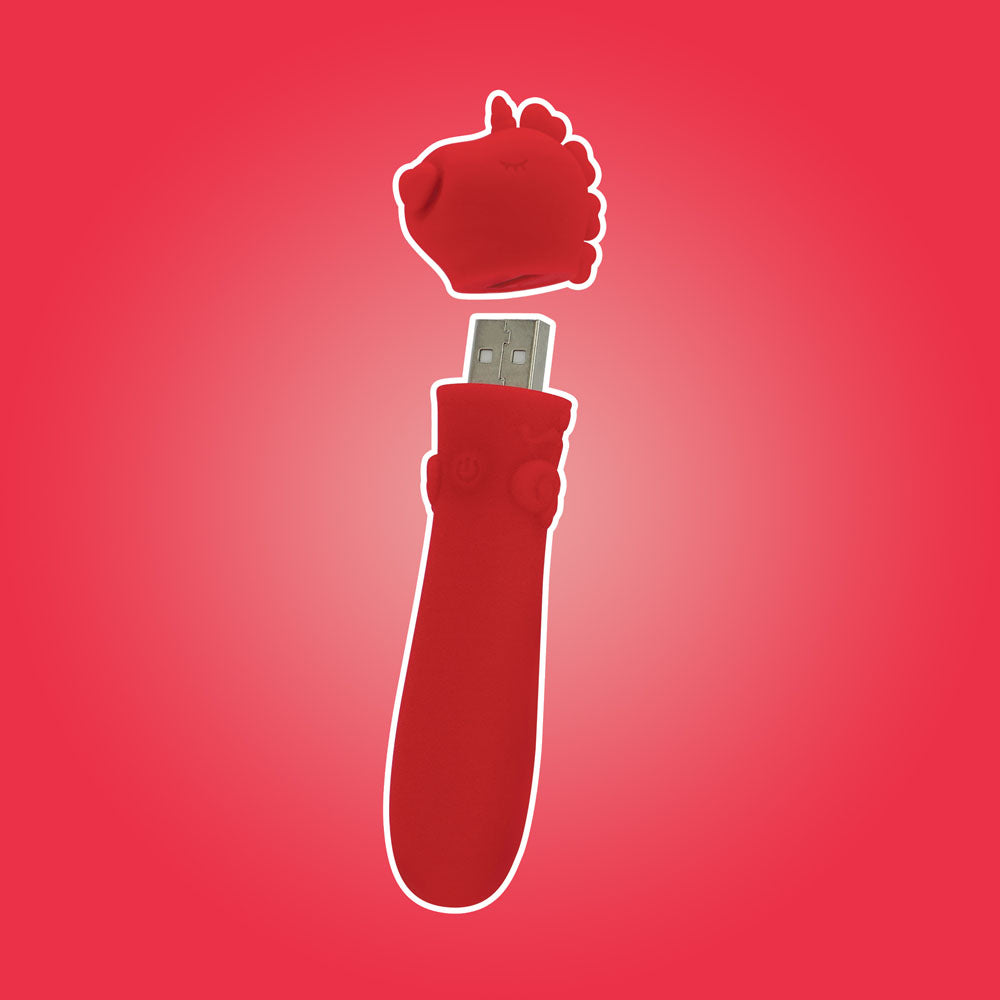 Unihorn Cupid's Beau (Red) – Silicone USB Bullet Vibrator with 10 Speeds > Sex Toys For Ladies > Clitoral Vibrators and Stimulators - Tophatter Daily Deals