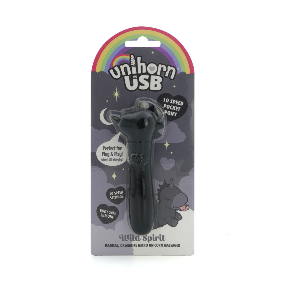 Unihorn Wild Spirit (Black) – Compact USB Silicone Vibrating Bullet with 10 Speeds > Vibrators > Ladies > Clitoral Vibrators and Stimulators - Tophatter Daily Deals