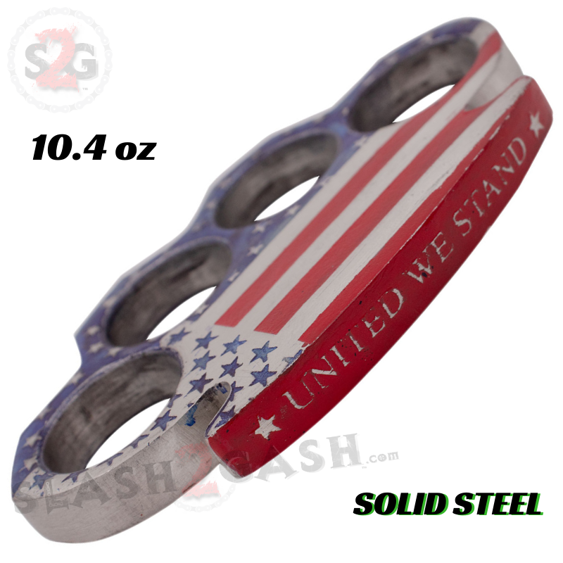United We Stand - USA Flag Knuckles Steel Paper Weight - 10.4 oz Belt Buckle - Tophatter Daily Deals
