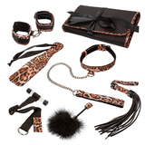 Unleashed Adventure Set 7-Piece Animal Print Faux Leather BDSM Kit with Travel Case > Bondage Gear > Bondage Kits - Tophatter Daily Deals