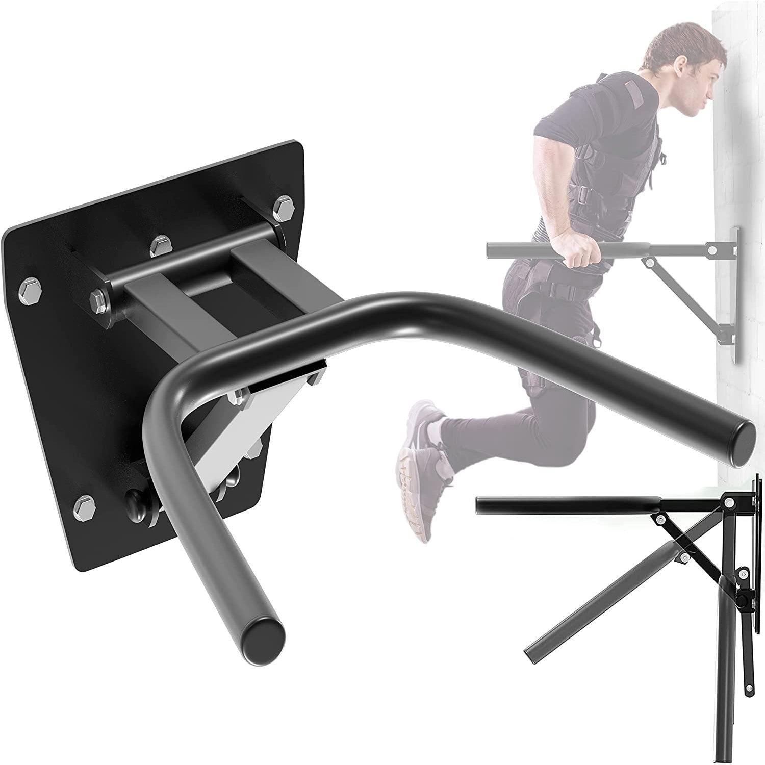 Wall Mounted Dipping Bars - Folding Wall Parallettes Bar For Calisthenics, Bodyweight and Weighted Dips, Pullups – Perfect For Home Exercise & Fitness - Tophatter Daily Deals