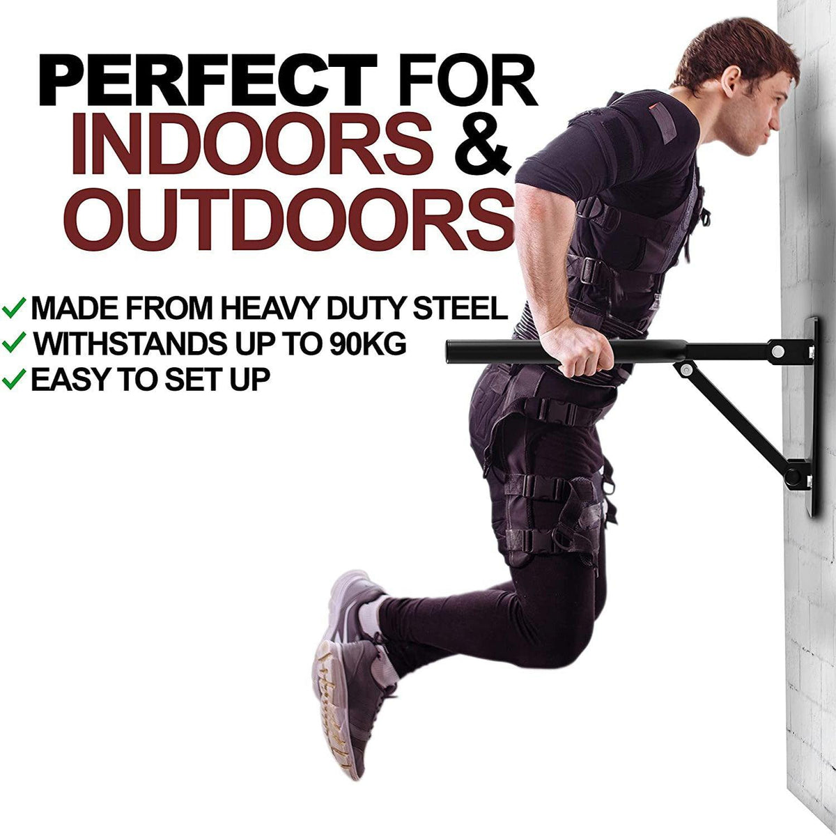 Wall Mounted Dipping Bars - Folding Wall Parallettes Bar For Calisthenics, Bodyweight and Weighted Dips, Pullups – Perfect For Home Exercise & Fitness - Tophatter Daily Deals
