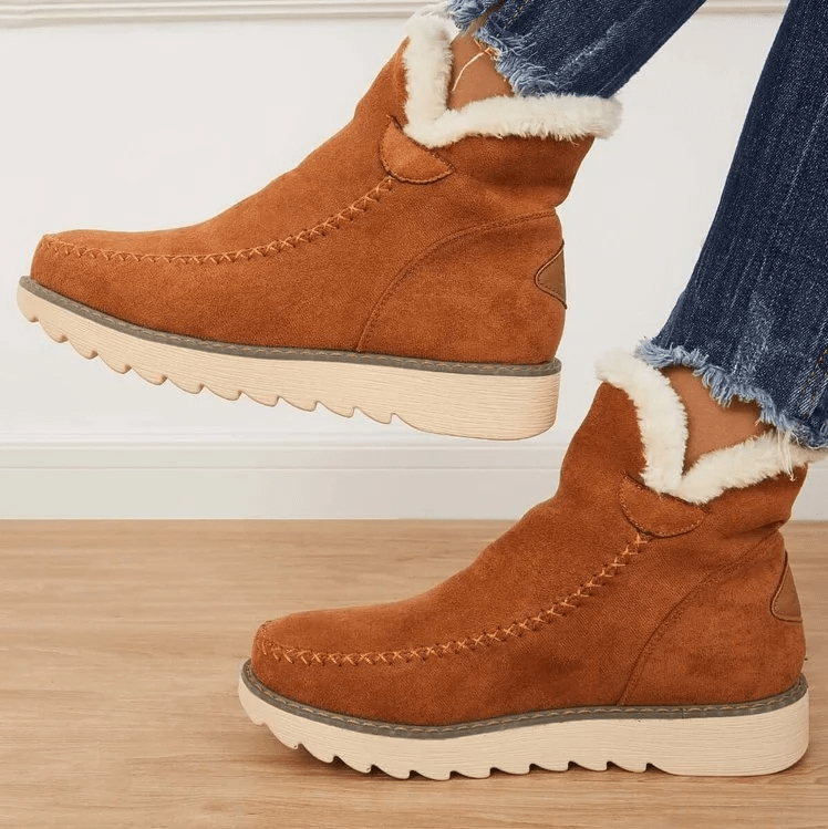 Insulating Women’s Winter Boots - Ankle Suede, Fleece Lined - Tophatter Daily Deals