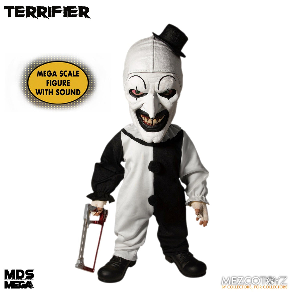 Terrifier Art The Clown 15" Mezco Designer Series Mega Scale with Sound Collectible Figure - Tophatter Daily Deals
