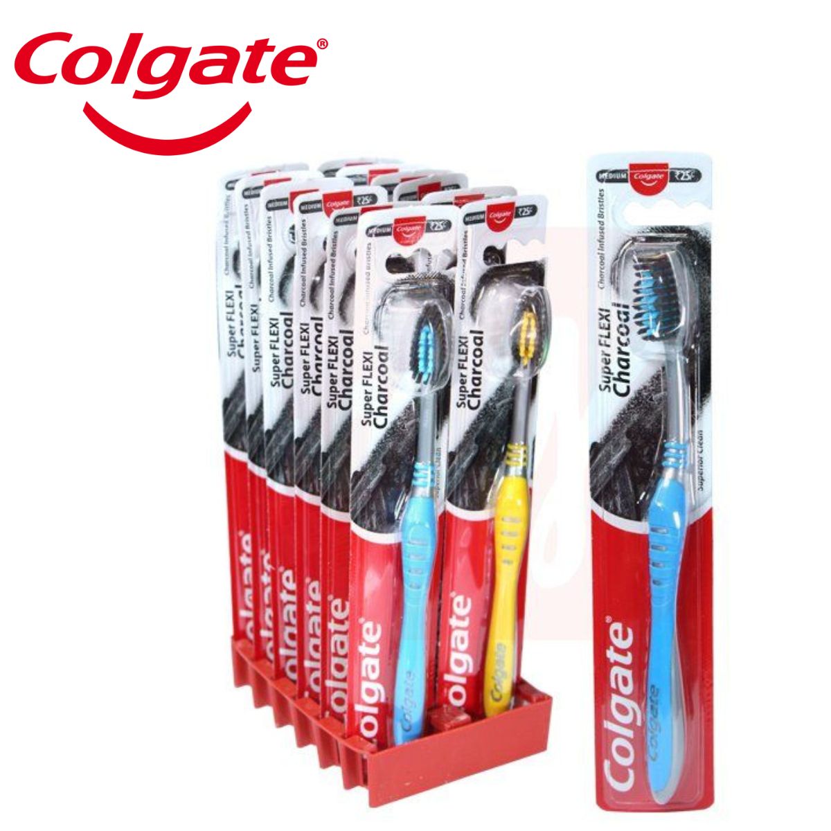 Colgate Super Flexi Charcoal Toothbrush -Medium (24-Pack) Beauty & Personal Care - Tophatter Daily Deals