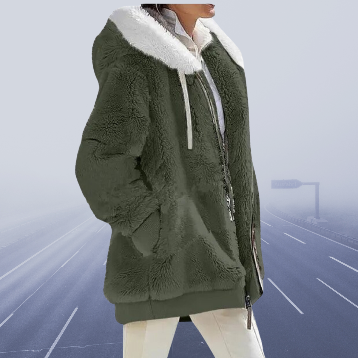 Warm Cozy Women Fleece Hoodie - Oversized, Fleece, Casual Army Green - Tophatter Daily Deals