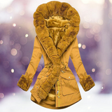 Warm Cozy Women’s Parka - Long Tailored Faux Fur Winter Yellow - Tophatter Daily Deals