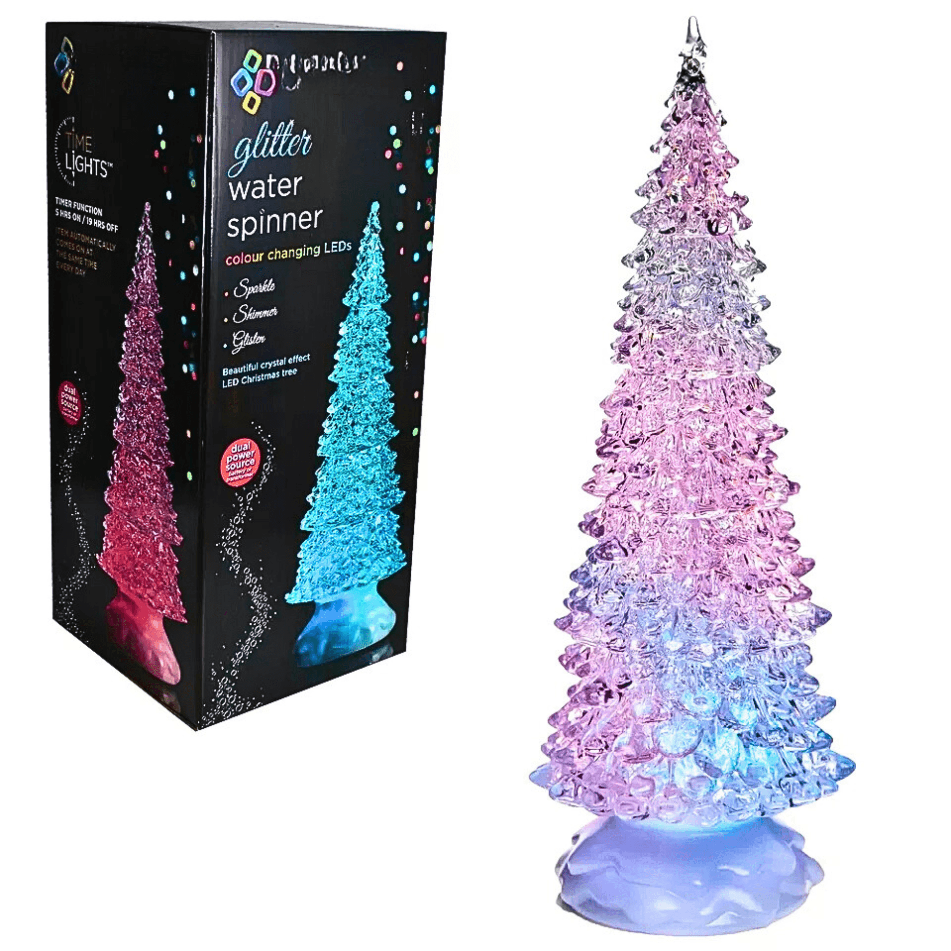Water Spinner Christmas- Colour Changing LED Glitter Water Spinner 26 cm Type 2 Christmas - Tophatter Daily Deals