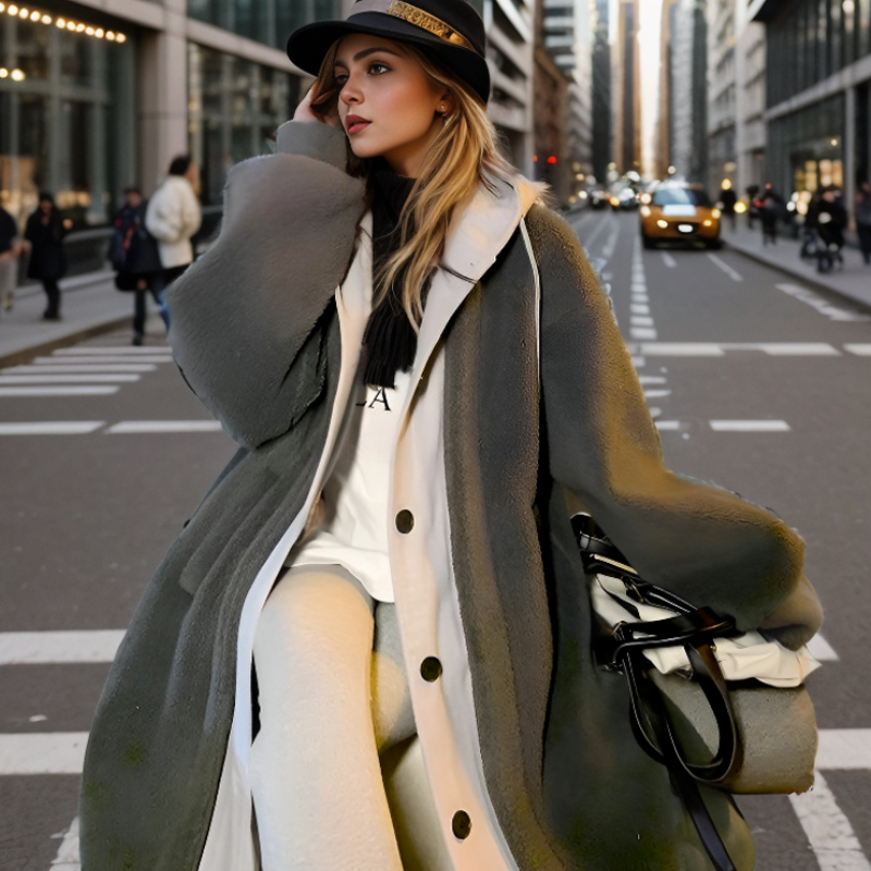 Warm Cozy Womens Hooded Coat - Oversized Sherpa, Winter Gray - Tophatter Daily Deals