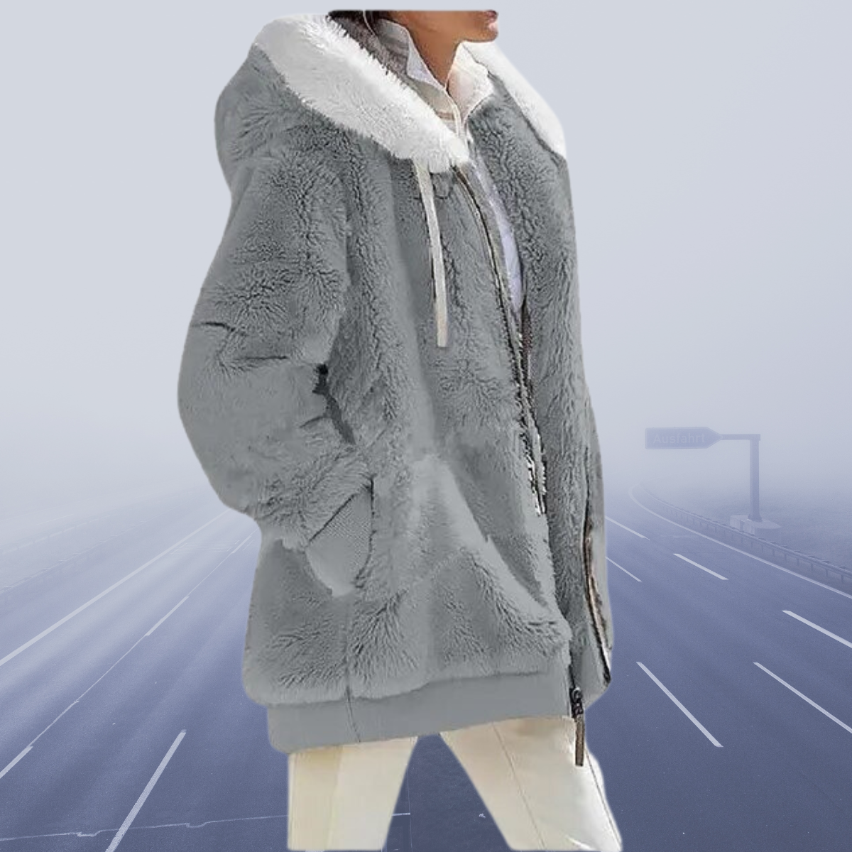Warm Cozy Women Fleece Hoodie - Oversized, Fleece, Casual Light gray - Tophatter Daily Deals