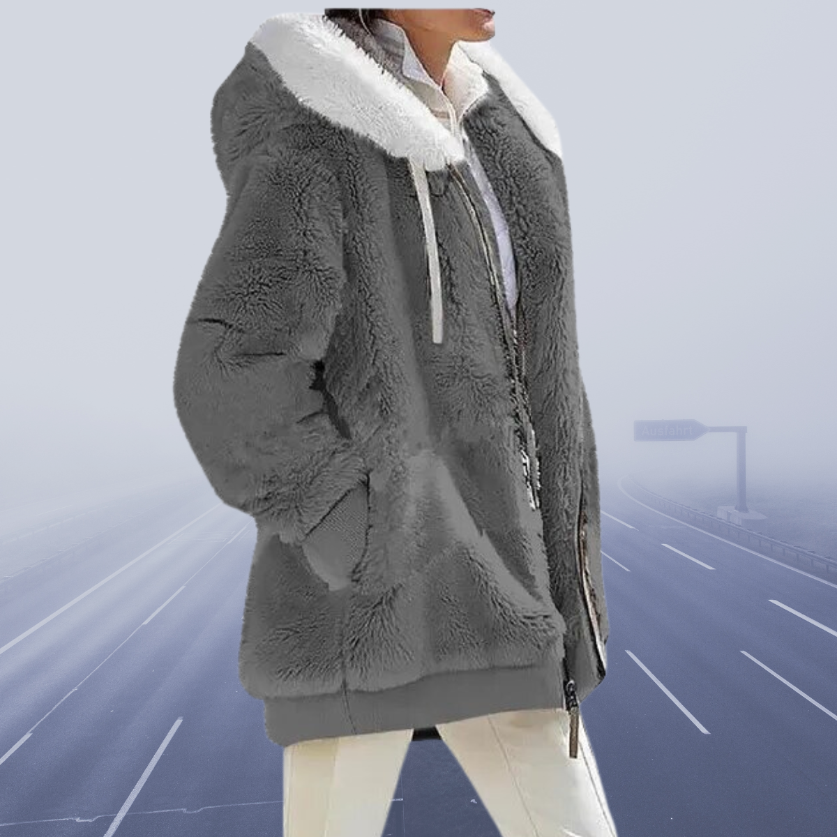 Warm Cozy Women Fleece Hoodie - Oversized, Fleece, Casual Dark gray - Tophatter Daily Deals