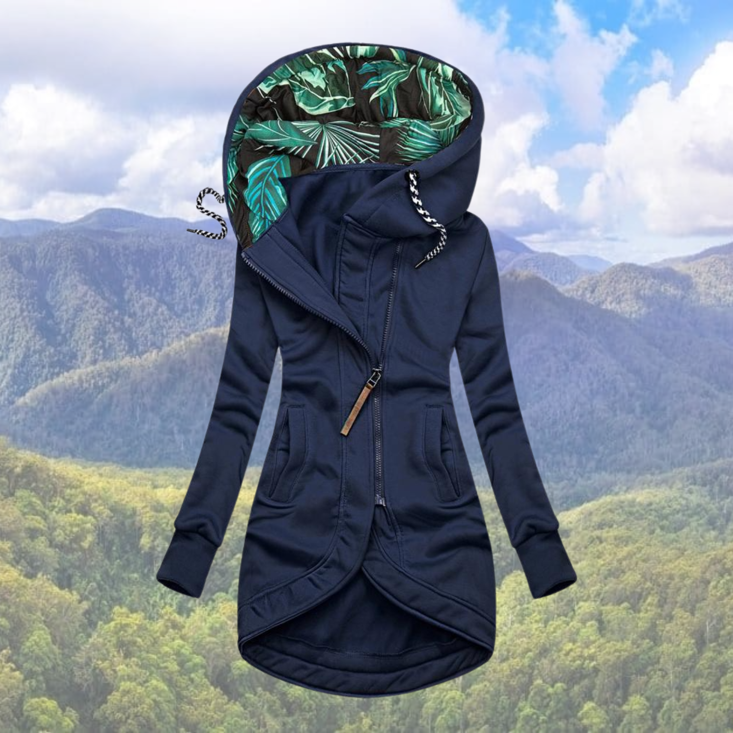 Waterproof Women’s Winter Jacket - Longline, Lined Navy blue - Tophatter Daily Deals
