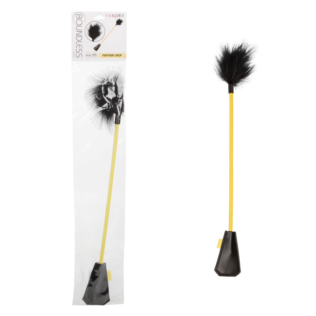 Boundless Feather Crop Black Faux Leather and Feather Tickler BDSM Dual Crop 15 Inch > Bondage Gear > Ticklers - Tophatter Daily Deals