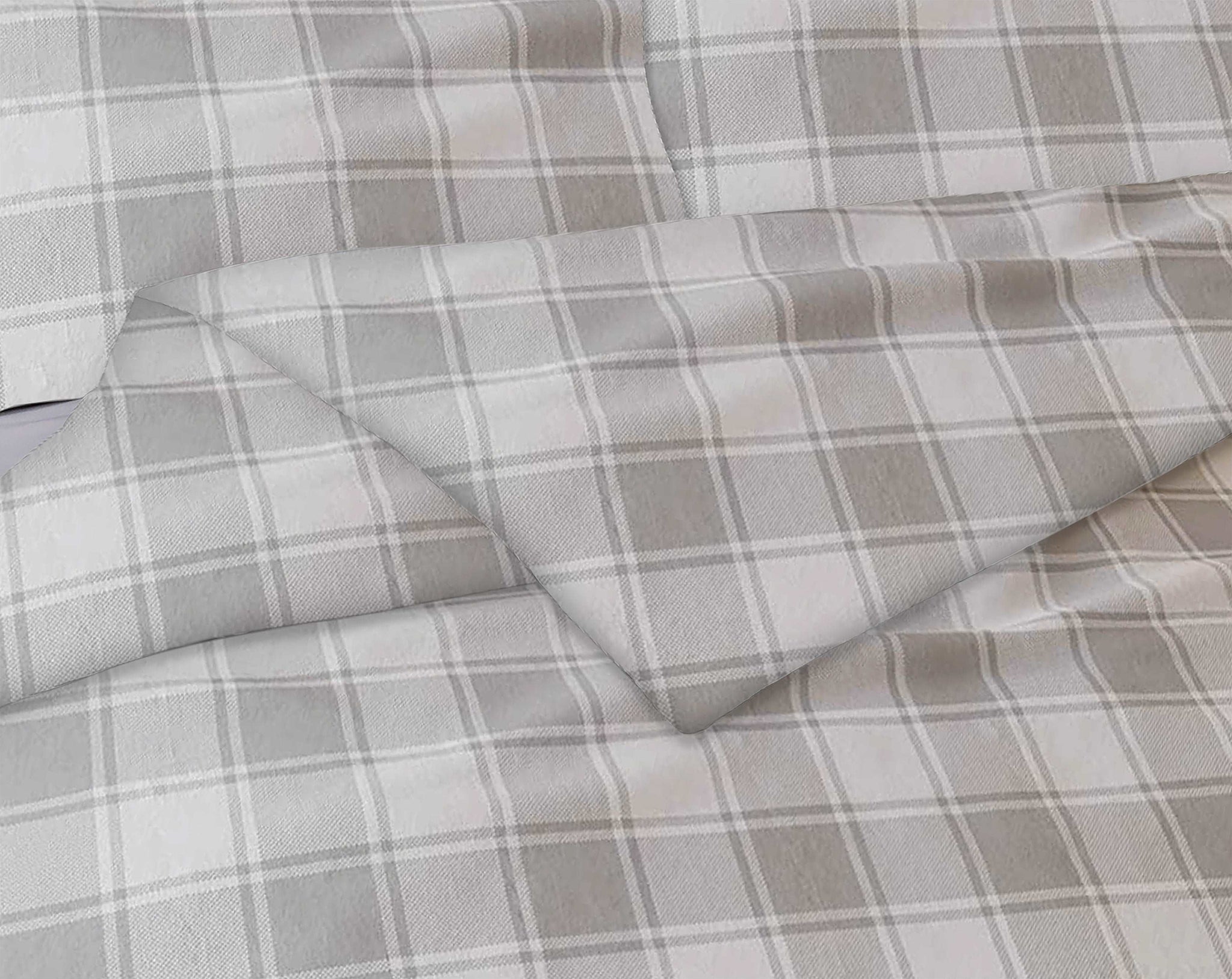 Bibb Home 3-Piece Flannel Duvet Cover Set Grey Plaid Queen Bedding - Tophatter Daily Deals