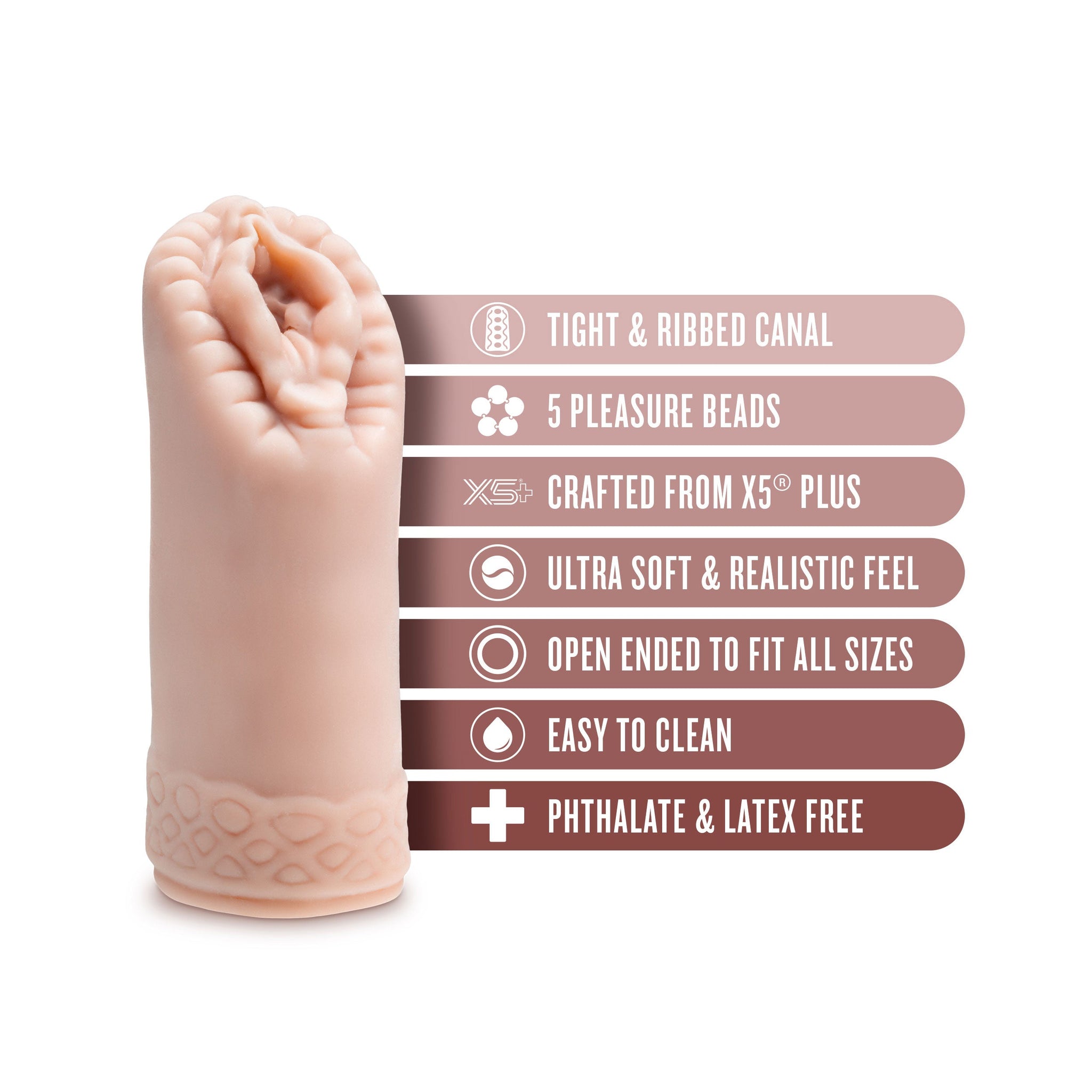 Alyssa Male Stroker in Beige Ultra-Soft X5 Plus Material > Sex Toys For Men > Masturbators > Manual - Tophatter Daily Deals